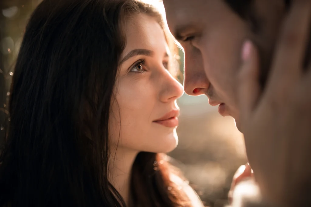 Couple bonding through eye contact emotional closeness and intimacy