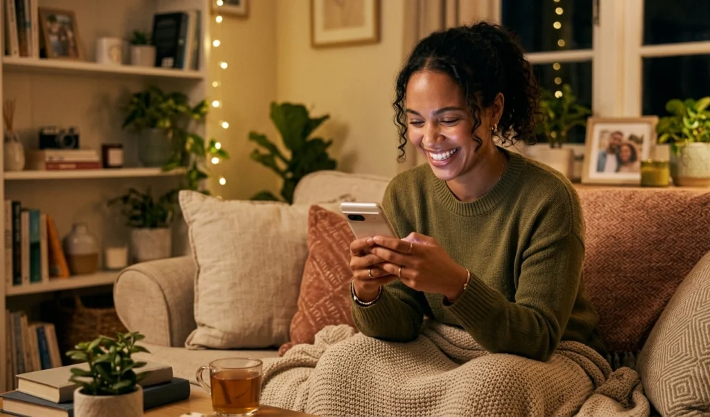 Partner sending a thoughtful and intimate text message to strengthen emotional connection.